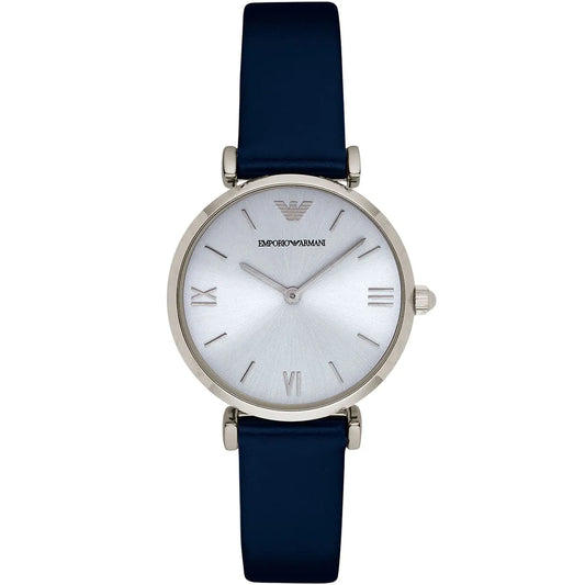 Emporio Armani Gianni T-Bar Sunray Blue Dial Blue Genuine Leather Women's Watch - AR1912