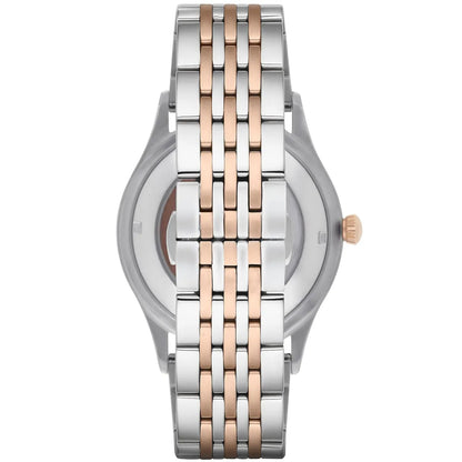 Emporio Armani Meccanico Automatic Skeleton White Dial Two-tone Men's Watch - AR1921