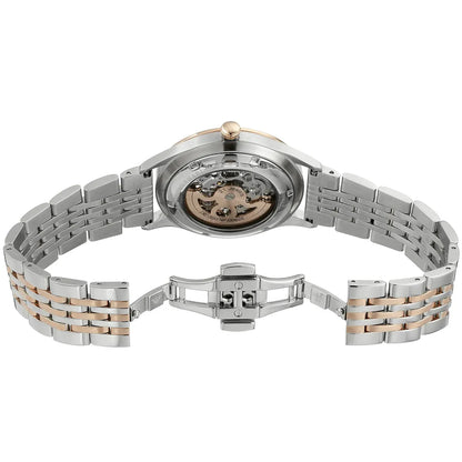 Emporio Armani Meccanico Automatic Skeleton White Dial Two-tone Men's Watch - AR1921