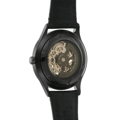 Emporio Armani Beta Meccanico Automatic Black Genuine Leather Men's Watch - AR1923