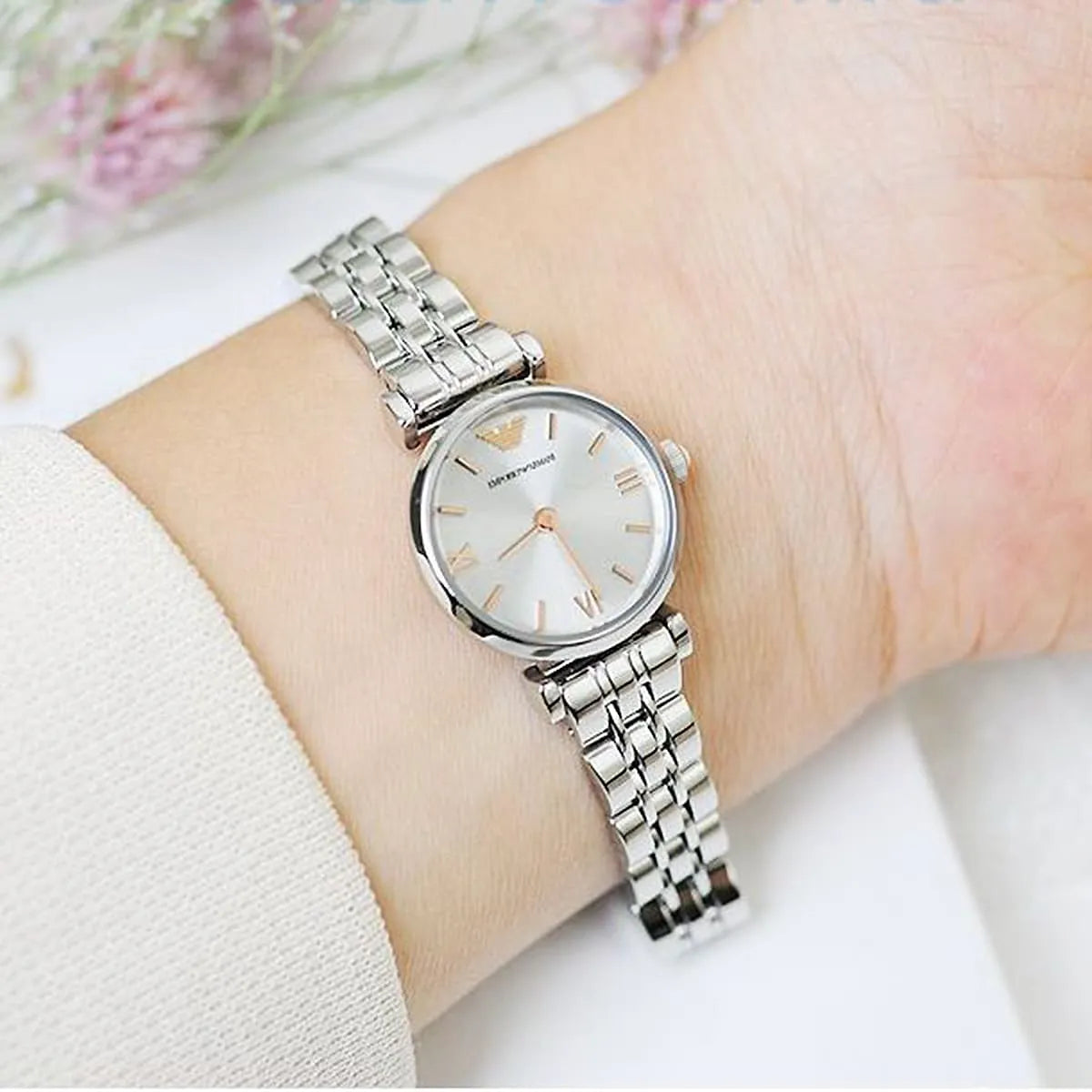 Emporio Armani Gianni T-Bar Mini Silver Women's Watch - AR1935