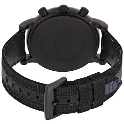 AR1948 Emporio Armani caseback showing Emporio Armani eagle logo on matte black case