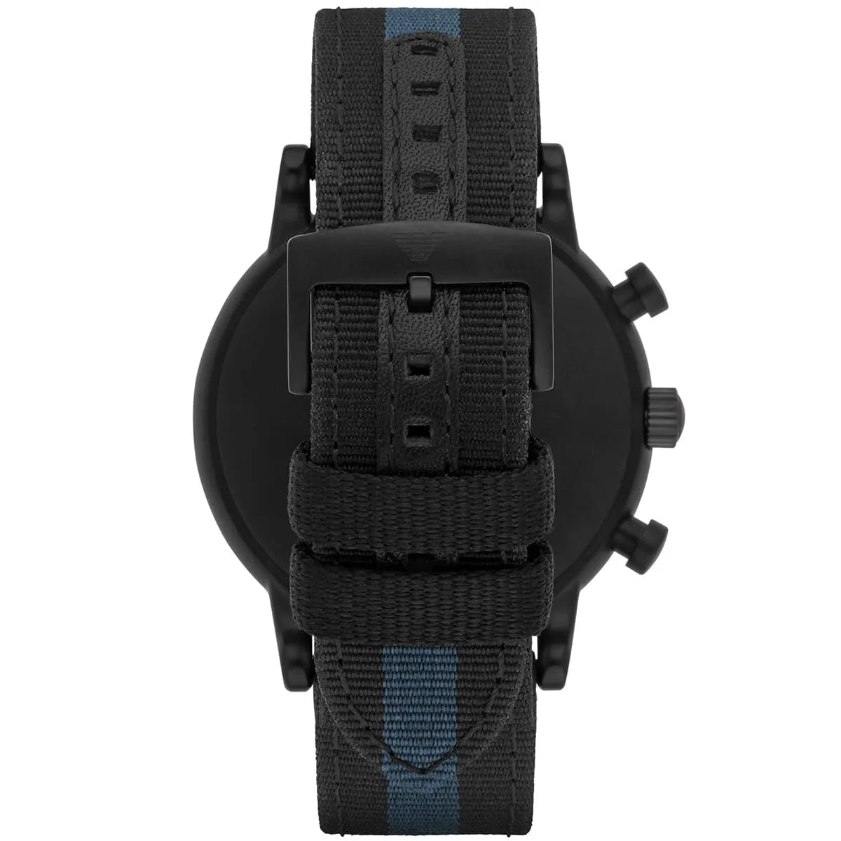 AR1948 Emporio Armani Luigi watch caseback with striped textile and leather strap