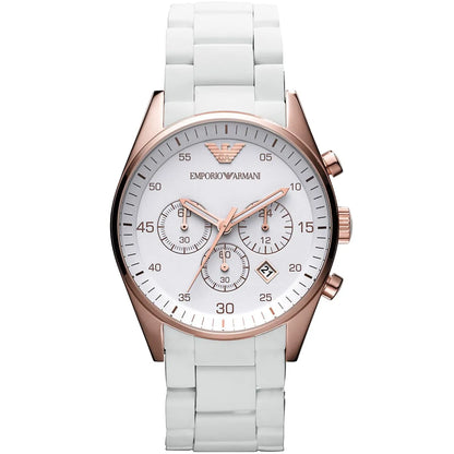 Emporio Armani Sport Chronograph White Silicone-wrapped Stainless Men's Watch AR5919