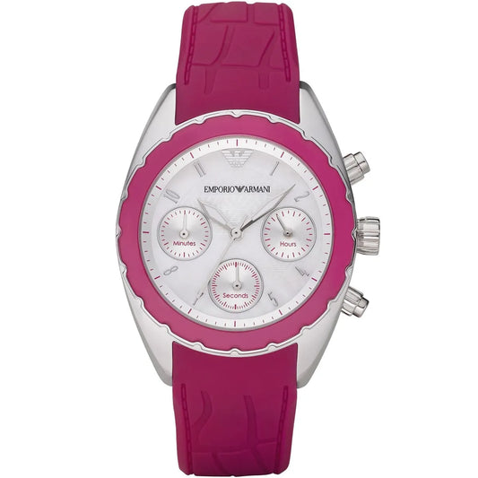 Emporio Armani Sport Chronograph Hot Pink Silicone Strap Women's Watch - AR5937
