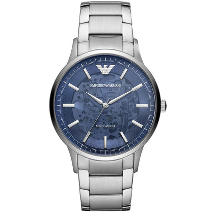 Emporio Armani Renato Skeleton Automatic Silver Men's Watch - AR60037