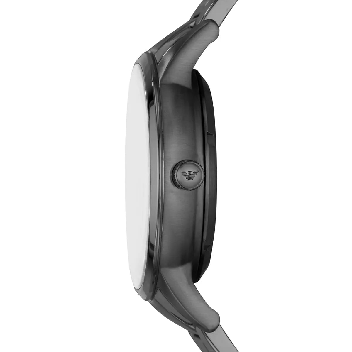 Emporio Armani Renato Meccanico watch shown from the side in profile view