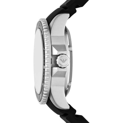 Emporio Armani Sea Explorer Automatic Black Dial Black Silicone Strap Men's Watch - AR60078