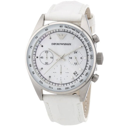 Emporio Armani Chronograph White Leather Women's Watch AR6011