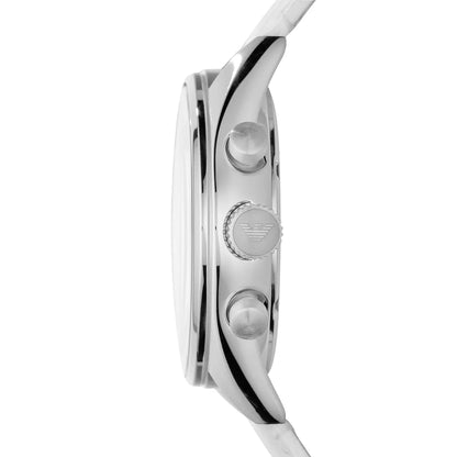 Emporio Armani Chronograph White Leather Women's Watch AR6011