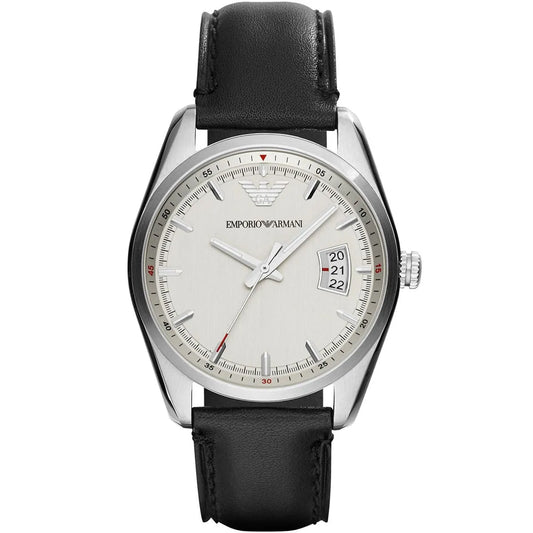 Emporio Armani Sportivo Date Window Black Genuine Leather Men's Watch - AR6015