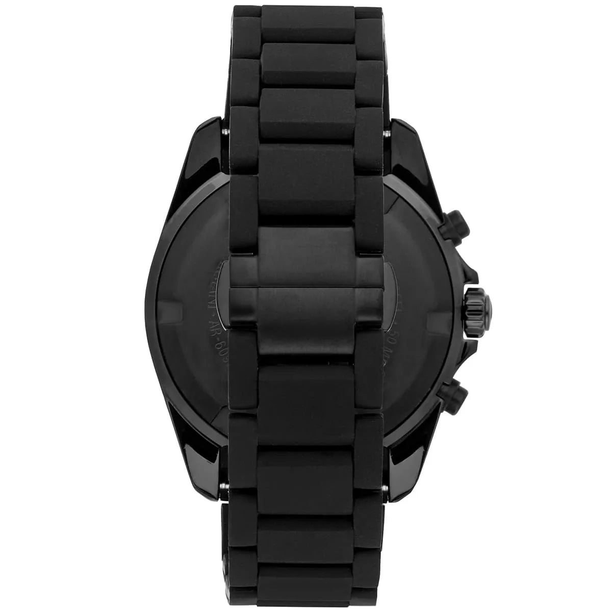 Emporio Armani Tazio Large Chronograph Matte Black Dial Black Silicone-Wrapped Stainless Men's Watch - AR6092