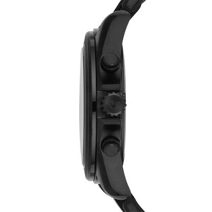 Emporio Armani Tazio Large Chronograph Matte Black Dial Black Silicone-Wrapped Stainless Men's Watch - AR6092
