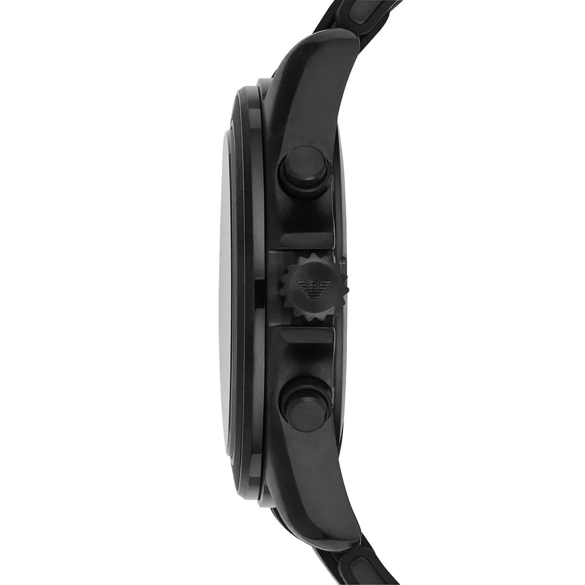 Emporio Armani Tazio Large Chronograph Matte Black Dial Black Silicone-Wrapped Stainless Men's Watch - AR6092