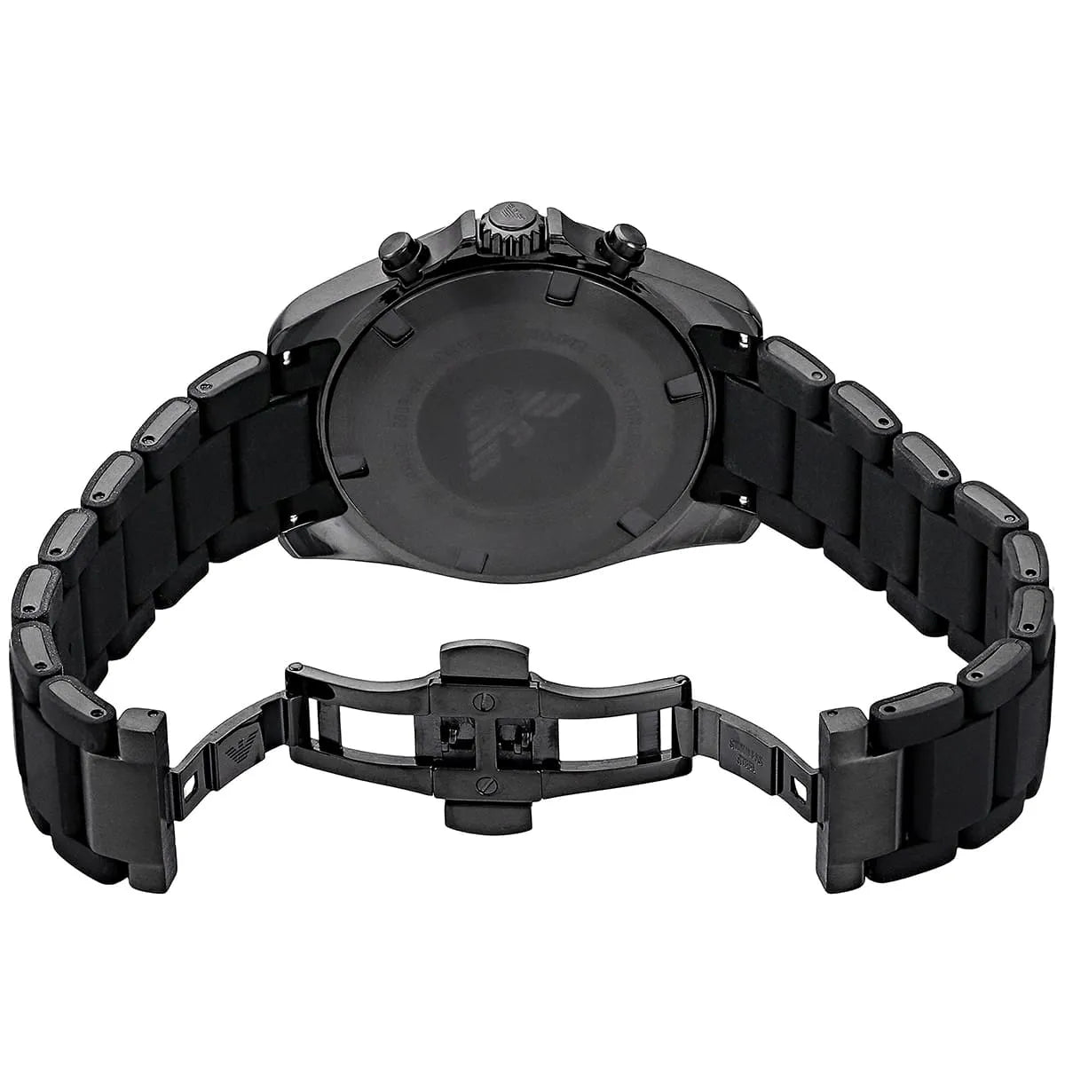 Emporio Armani Tazio Large Chronograph Matte Black Dial Black Silicone-Wrapped Stainless Men's Watch - AR6092