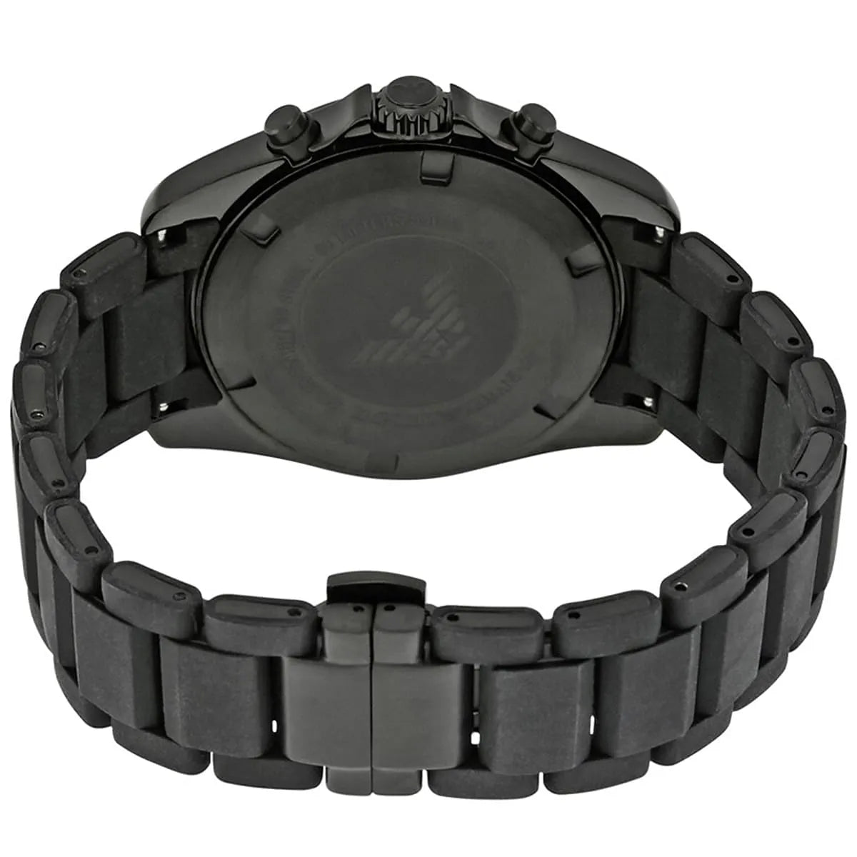 Emporio Armani Tazio Large Chronograph Matte Black Dial Black Silicone-Wrapped Stainless Men's Watch - AR6092