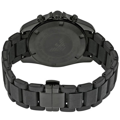 Emporio Armani Tazio Large Chronograph Matte Black Dial Black Silicone-Wrapped Stainless Men's Watch - AR6092