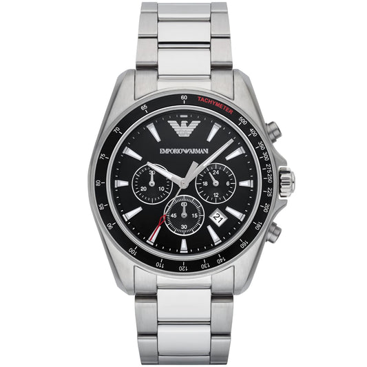 Emporio Armani Sigma Chronograph Black Dial Silver Men's Watch - AR6098