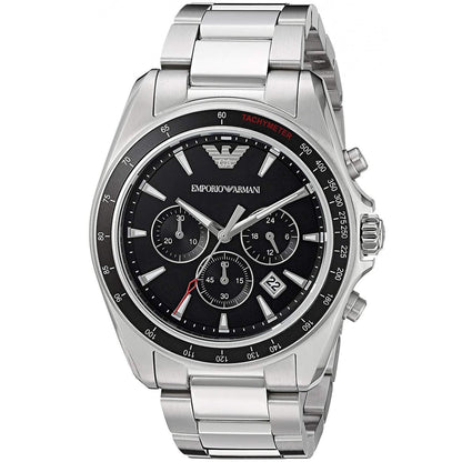 Emporio Armani Sigma Chronograph Black Dial Silver Men's Watch - AR6098