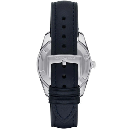 Emporio Armani Tazio Medium Blue Dial Blue Genuine Leather Women's Watch - AR6124