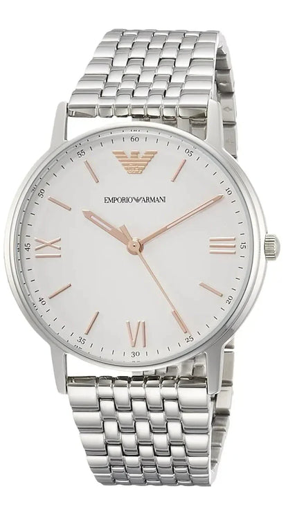 Emporio Armani Kappa White Dial Silver Men's Watch - AR80014