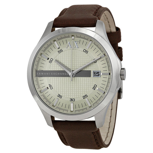 Armani Exchange Whitman Silver Dial Brown Leather Date Watch - AX2100