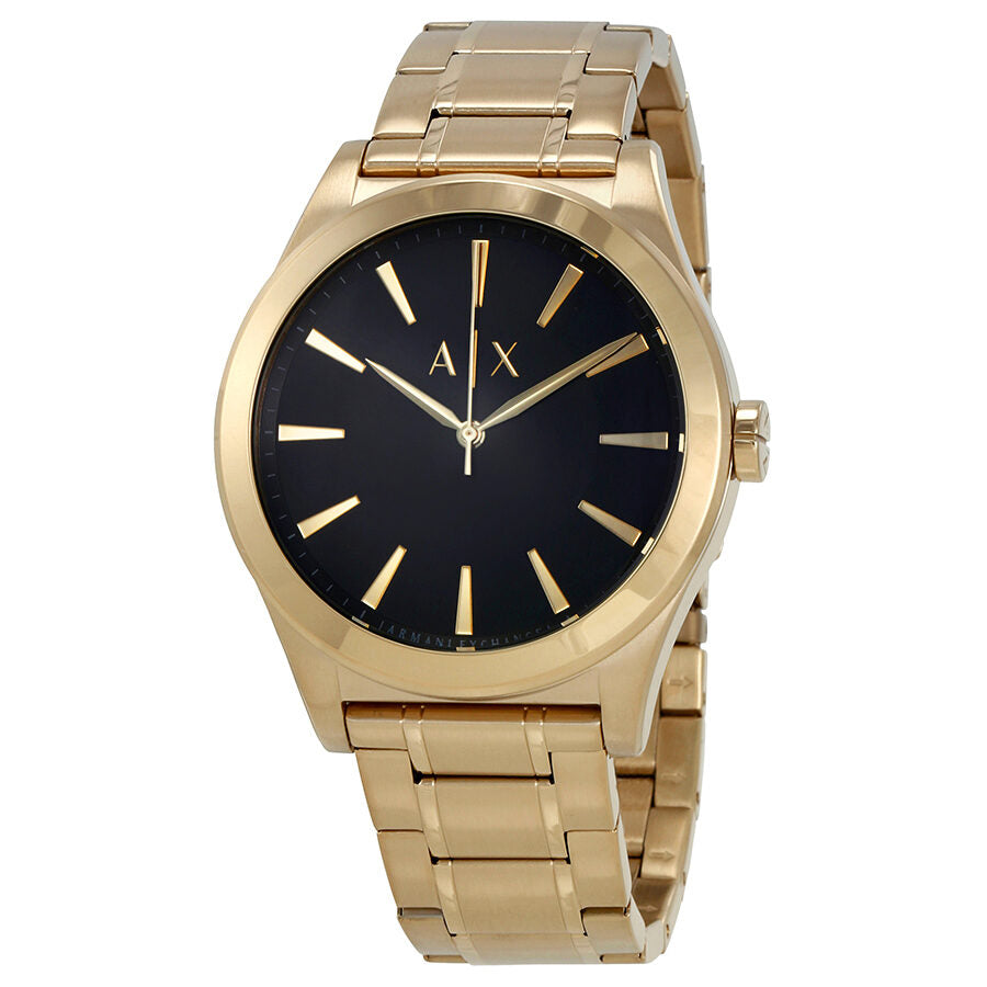 Armani Exchange Nico men's watch with black dial and gold-tone bracelet