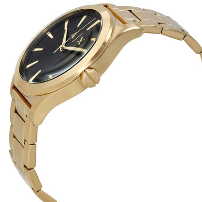 Side angled view of Armani Exchange Nico watch showing case and bracelet