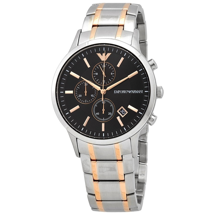 Emporio Armani Chronograph Black Dial Two-Tone Men's Watch AR11165