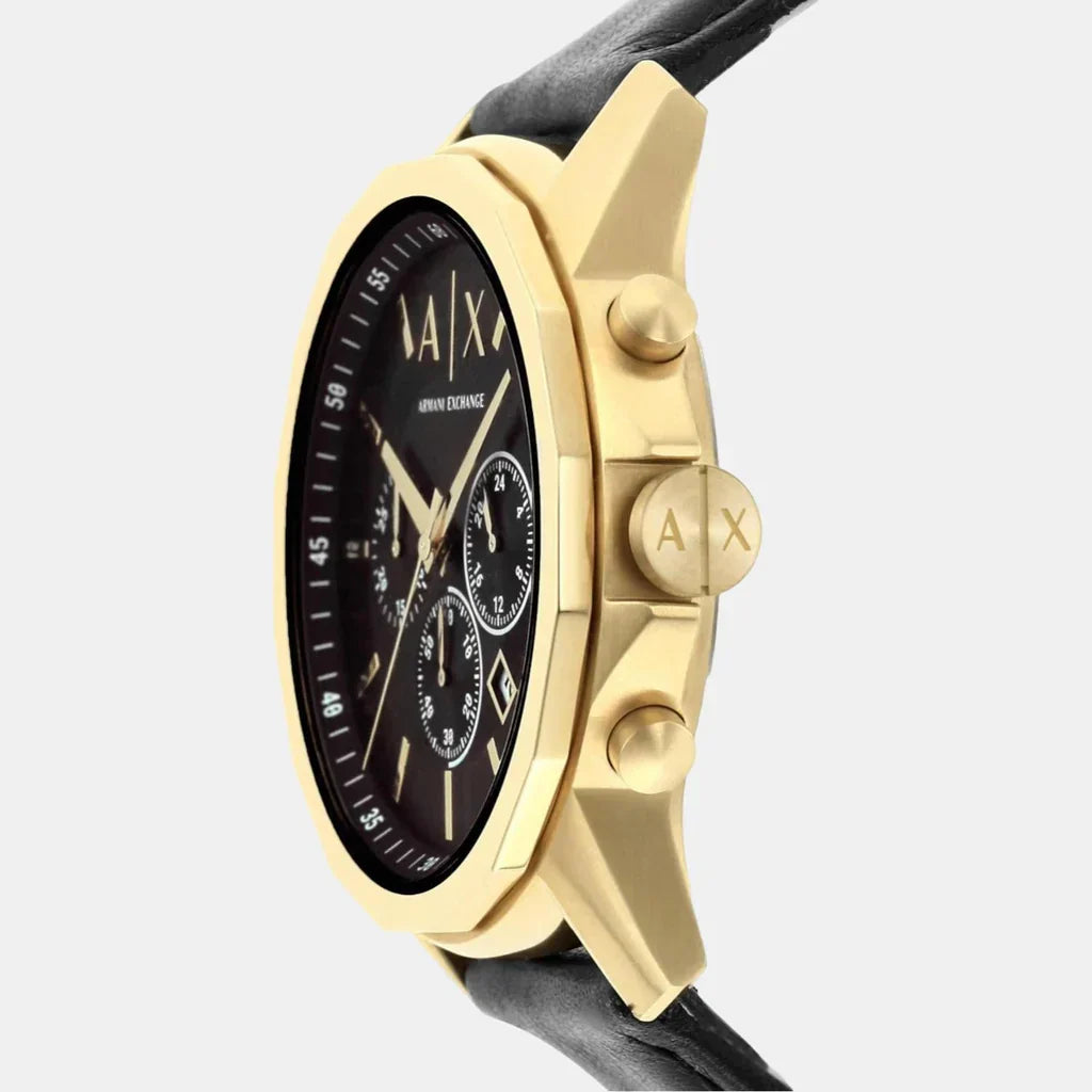 Armani Exchange Banks Chronograph Black Leather Men's Watch - AX7133