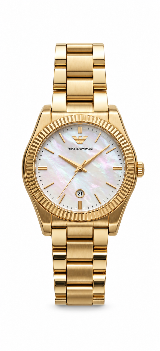 Emporio Armani Three-Hand Date Gold-Tone Stainless Steel Watch AR11657