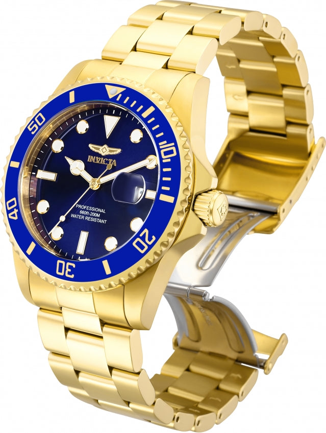 Invicta Pro Diver Japan Quartz Blue Dial Gold Men's Watch 33270