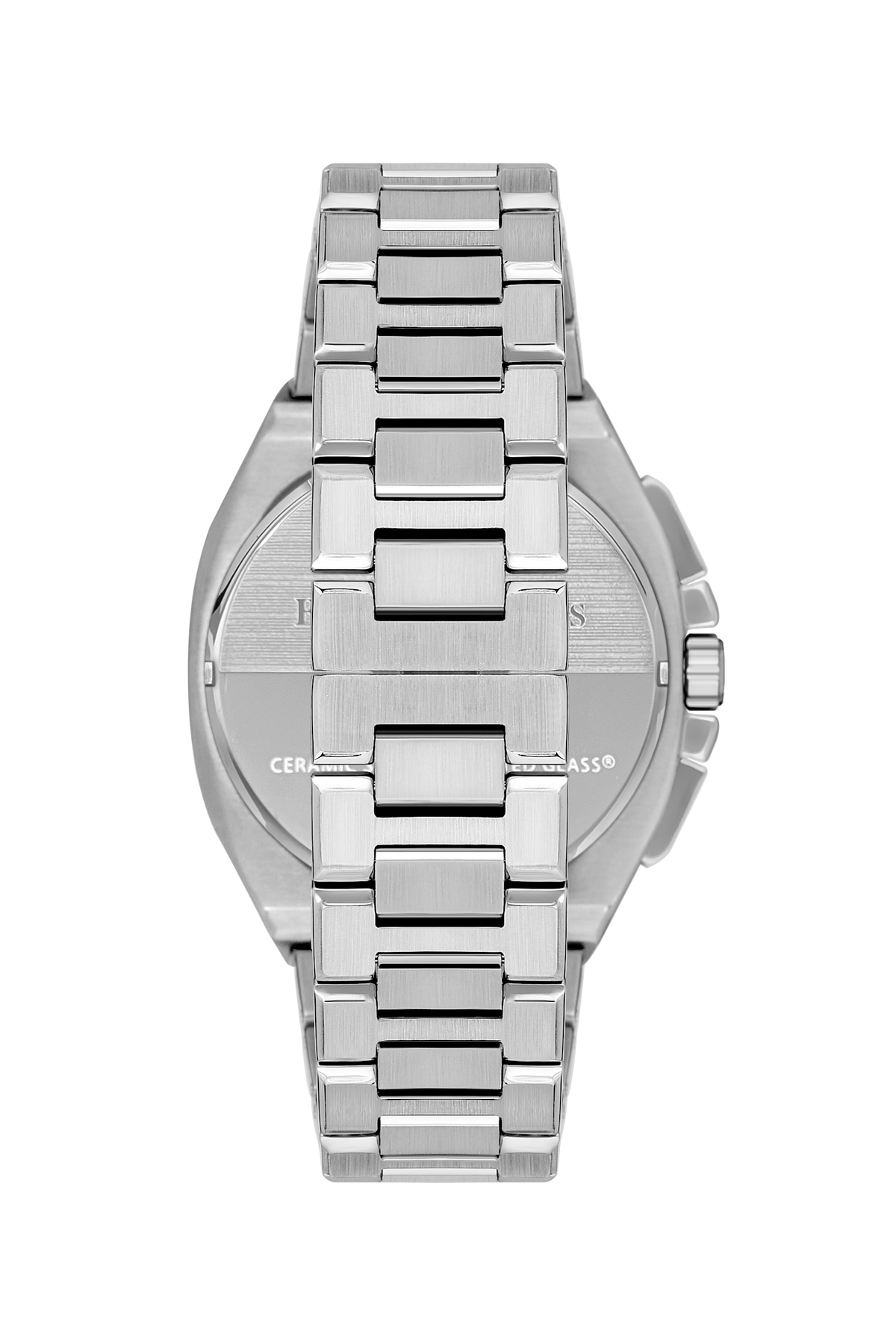 Top-down view of Beverly Hills Polo Club watch showing caseback and bracelet