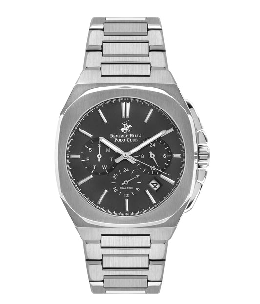 Beverly Hills Polo Club Dual Time Black Dial Silver Watch – BP3210X.350
