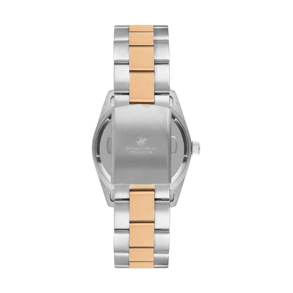 Caseback showing engraved Beverly Hills Polo Club logo and branding