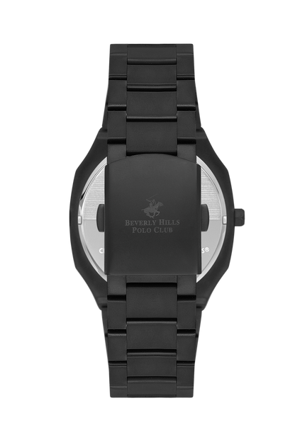Beverly Hills Polo Club BP3547X caseback showing branded engraving and bracelet