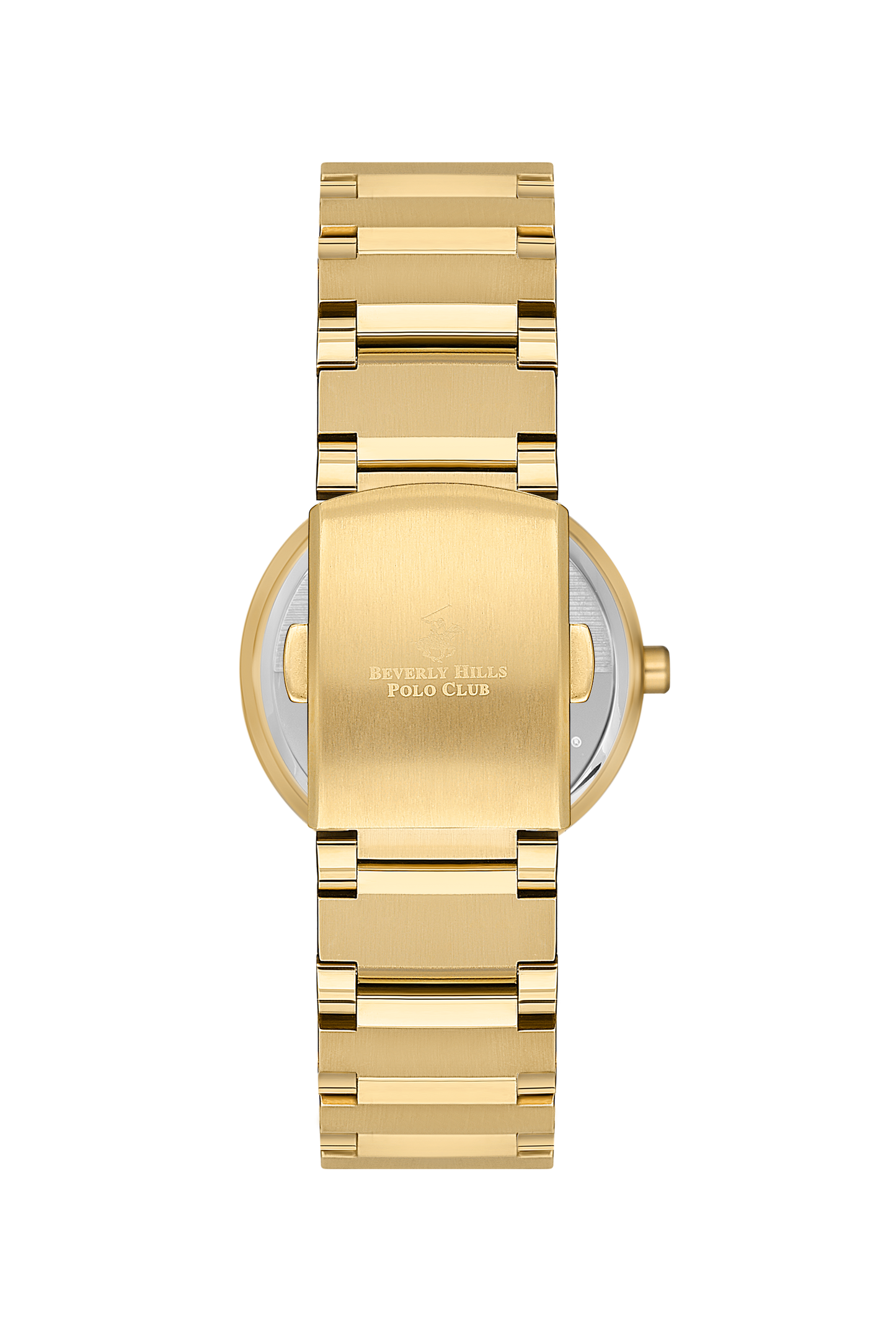Gold caseback of Beverly Hills Polo Club watch