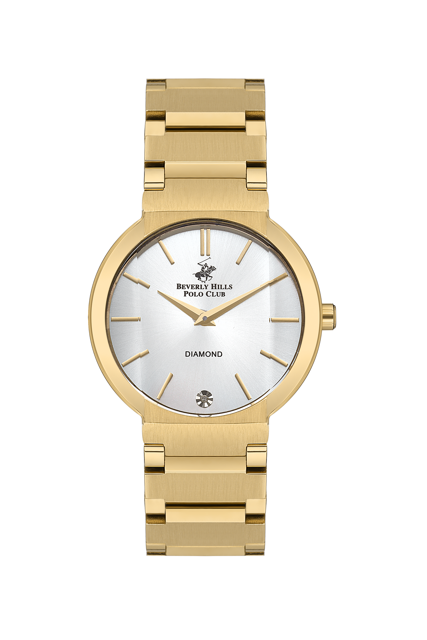 Beverly Hills Polo Club all gold watch with white dial and diamond accent