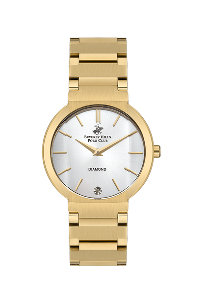 Beverly Hills Polo Club all gold watch with white dial and diamond accent