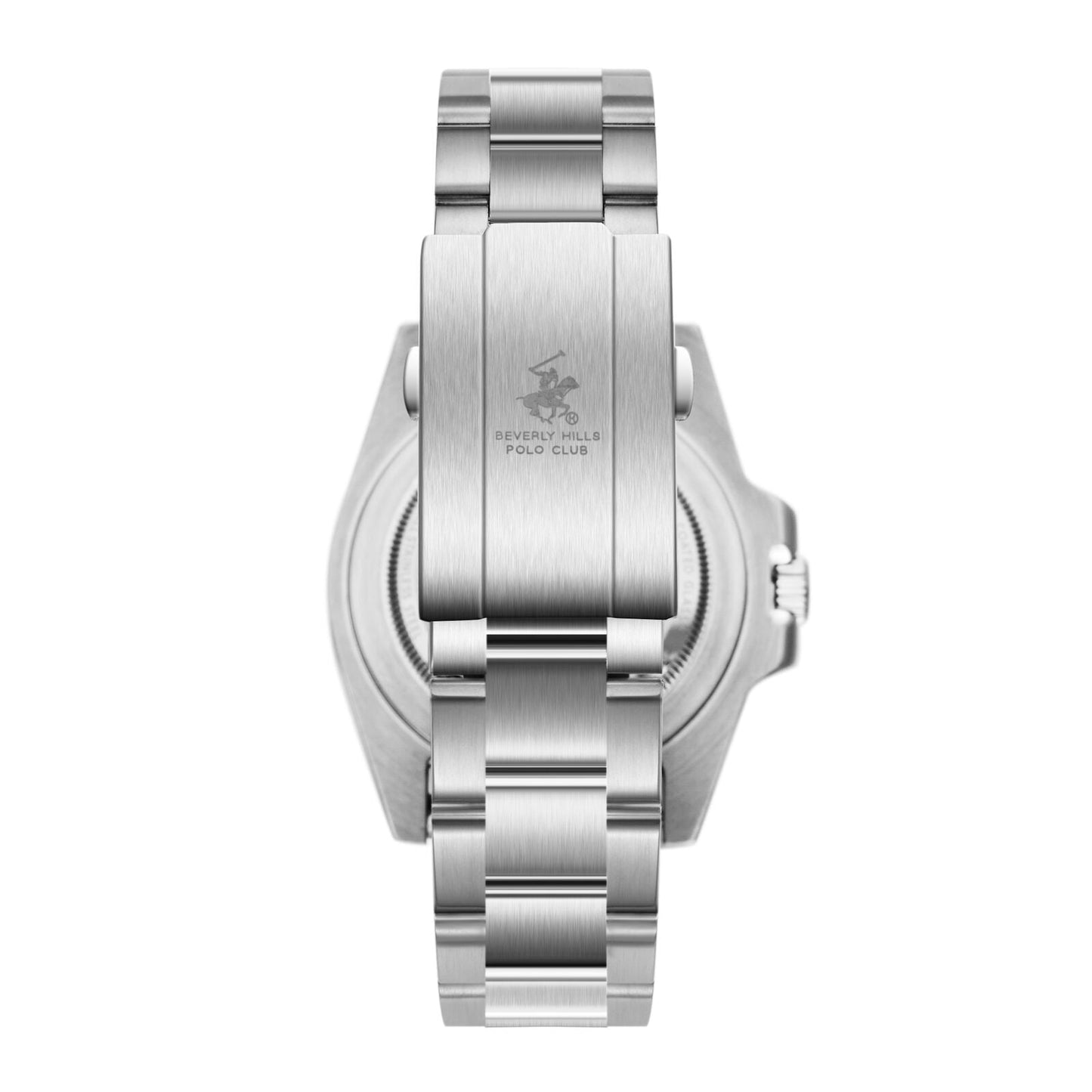Beverly Hills Polo Club BP3791X.350 case back engraved with brand logo and text on silver background