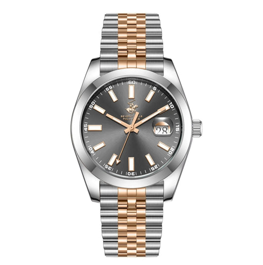 Beverly Hills Polo Club BP3810X.560 two-tone stainless steel watch with gunmetal dial and date window