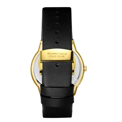 Watch caseback displaying Beverly Hills Polo Club branding on gold-tone case back