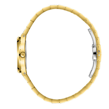 Caseback view of all gold Beverly Hills Polo Club BP3818X.110 watch