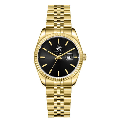 Beverly Hills Polo Club BP3827X black dial gold watch front view