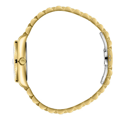 Beverly Hills Polo Club BP3827X gold watch side view of case and bracelet