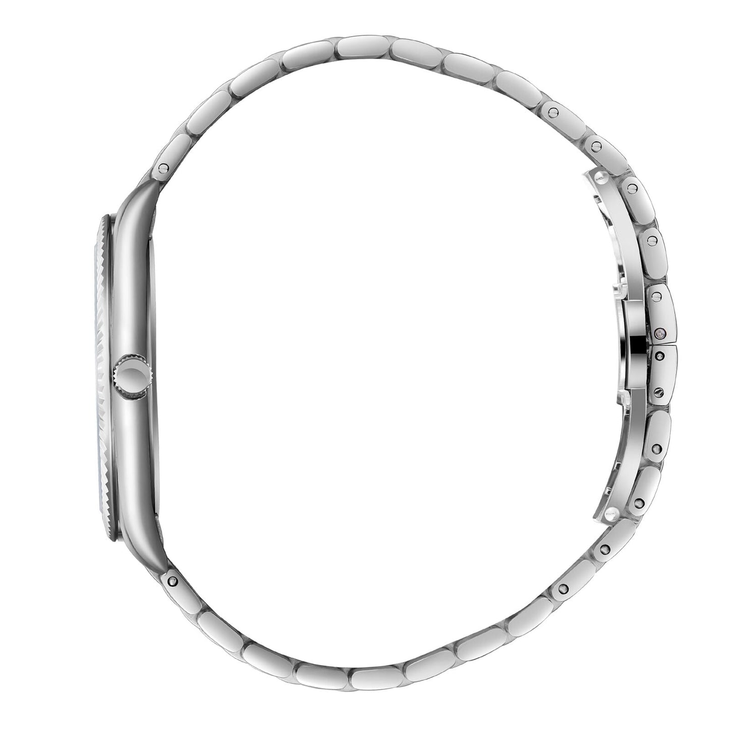 Silver bracelet strap detail of Beverly Hills Polo Club Slim Tech 5 watch
