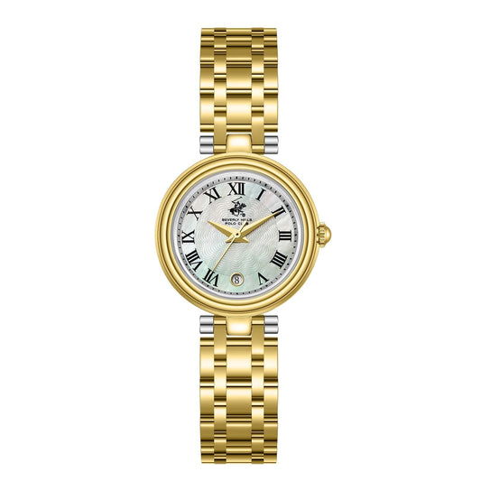 Beverly Hills Polo Club BP3838X.120 gold ladies watch with mother pearl dial and Roman numeral markers