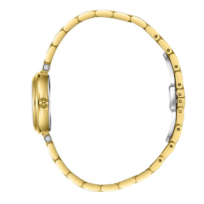 Beverly Hills Polo Club BP3838X.120 watch side profile showing case and two-tone gold bracelet