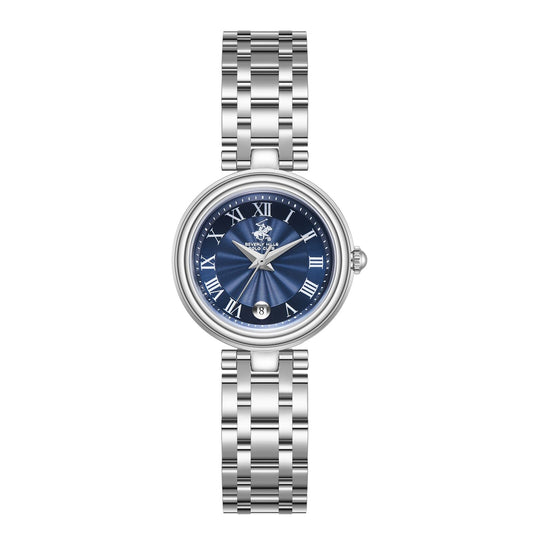 Beverly Hills Polo Club BP3838X.390 silver watch with blue dial and Roman numerals