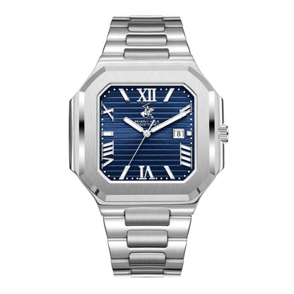 Beverly Hills Polo Club BP3845X.390 silver watch with blue roman numeral dial and steel bracelet